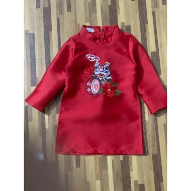 Áo dài bé trai cách tân hình lân thêu đẹp, size 10-30kg, Tết, giá 155.000 VND