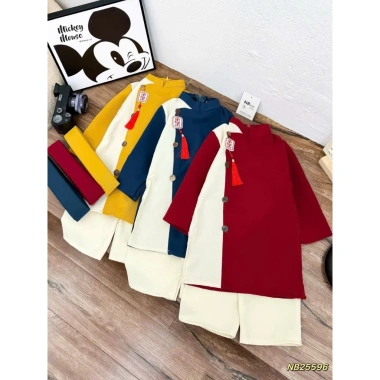 Áo dài bé trai chất nhung, khánh tua, thêu chữ xịn xò - Tết 2.026 giá 122.000₫