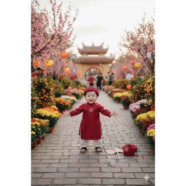 Áo Dài Bé Trai Đỏ Tết KS HƯƠNG BABY - Tặng Mấn & Túi, Mã D16, Giá 195.000₫ 8