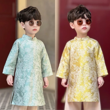 Áo Dài Bé Trai Fbaby Gấm Họa Tiết Cao Cấp - Mặc Tết chỉ 365.000₫