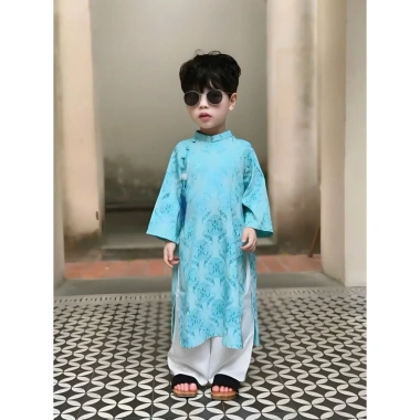 Áo Dài Bé Trai Gấm Thổ Dơi Charm Cao Cấp Sang Chảnh Giá 250k 4