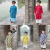 Áo dài bé trai gấm Thọ phối dây ngọc Như Ý – Thiết kế lễ Tết, chụp hình, Trung Thu, giá ưu đãi 169k