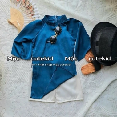 Áo dài bé trai Minh Khôi chất lụa mềm mại, giá 125k - Đi chùa, Tết Nguyên Đán 3