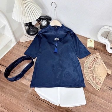 Áo dài bé trai QT408 - Thêu chữ Tết 3 màu, mấn điều chỉnh, giá chỉ 179.900đ 9