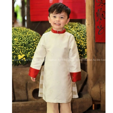 Áo Dài Bé Trai Tết 2.026 Gấm Hoa Sen Kim Tuyến - 1-15 tuổi, Giá giảm 20% chỉ 240.000₫