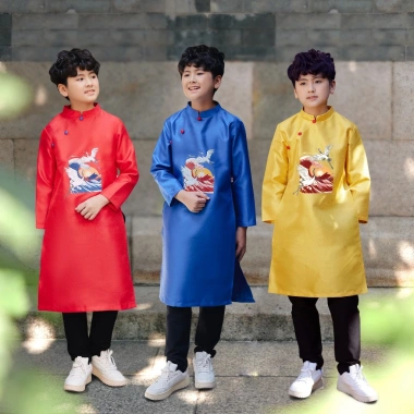 Áo dài bé trai Tết Chippo dáng cách tân mẫu mới, phù hợp 7‑16 tuổi 22‑60kg - Giá ưu đãi 265.000₫