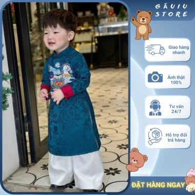 Áo Dài Bé Trai Vải Gấm Thêu Ngựa - Thiết Kế Sang Trọng Cưới Hỏi 2.026 Giá 84.500₫