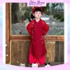 Áo dài cách tân 2 nơ dây khánh, quần lụa & bờm cho bé gái lễ Tết - 140.250 VND 2