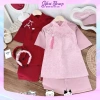 Áo dài cách tân 2 nơ dây khánh, quần lụa & bờm cho bé gái lễ Tết - 140.250 VND 5