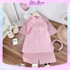 Áo dài cách tân 2 nơ dây khánh, quần lụa & bờm cho bé gái lễ Tết - 140.250 VND 6