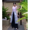 Áo Dài Cách Tân 3 Tà Tơ Ép Nhung - Thiết Kế AU.Design Cột Nơ Eo, Phong Cách Đường Phố, Giá 241.500₫ (Giảm Từ 311.535₫)