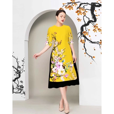 Áo Dài Cách Tân 3D AD019 Dáng Ngắn Lụa Mango In Cành Đào - 159k Ngày Tết 3 Áo Dài Cách Tân 3D AD019 Dáng Ngắn Lụa Mango In Cành Đào - 159k Ngày Tết 3