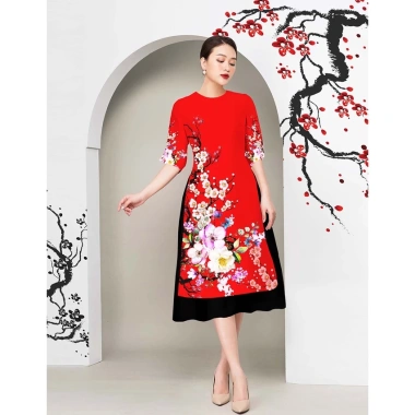 Áo Dài Cách Tân 3D AD019 Dáng Ngắn Lụa Mango In Cành Đào - 159k Ngày Tết 5 Áo Dài Cách Tân 3D AD019 Dáng Ngắn Lụa Mango In Cành Đào - 159k Ngày Tết 5