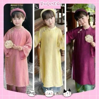 Áo dài cách tân 4 tà tơ ánh kim đổi màu cho bé gái lễ tết - CS868 tặng bờm, giá 179.900₫
