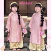 Áo Dài Cách Tân Bé Gái 12-30kg Chất Lụa Gấm Cao Cấp, Mềm Mịm - Bộ Mặc Tết Lễ Hội Giá 289k