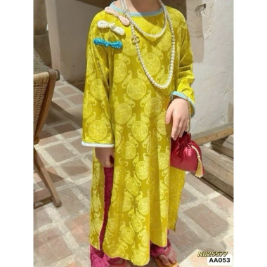 Áo dài cách tân bé gái 3 cúc phối quần satin, áo dài gấm mẹ và bé Puca Kids phù hợp 10-30kg giảm còn 170.500₫ 7
