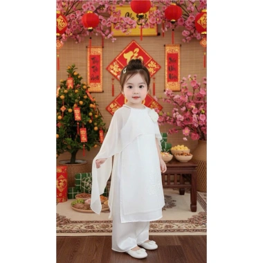 Áo Dài Cách Tân Bé Gái Choàng 3 Chi Tiết - Lễ Tết Đẹp, Giá Giảm 168k 6