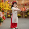 Áo Dài Cách Tân Bé Gái Cổ Yếm Tay Bèo - Voan Cao Cấp Thêu Nơ, Áo Dài Tết OH22 Giá 192.500 VND 3