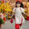 Áo Dài Cách Tân Bé Gái Cổ Yếm Tay Bèo - Voan Cao Cấp Thêu Nơ, Áo Dài Tết OH22 Giá 192.500 VND 5