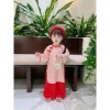 Áo Dài Cách Tân Bé Gái Gấm Cao Cấp - Băng Đô Xinh Dễ Thương Cho Mùa Tết 4