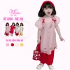 Áo dài cách tân bé gái gấm nhẹ đính nơ đỏ, tay bồng duyên dáng – BE KIDS OH22, giảm giá 238.700₫ 7