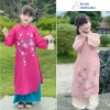 Áo Dài Cách Tân Bé Gái Mộc Trà Tơ Ánh Lót Lụa Đính Kết – Diện Đẹp Mặc Tết, Lễ, Chụp Ảnh, 299k