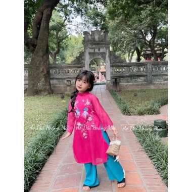 Áo Dài Cách Tân Bé Gái Mộc Trà Tơ Ánh Lót Lụa Đính Kết – Diện Đẹp Mặc Tết, Lễ, Chụp Ảnh, 299k 4