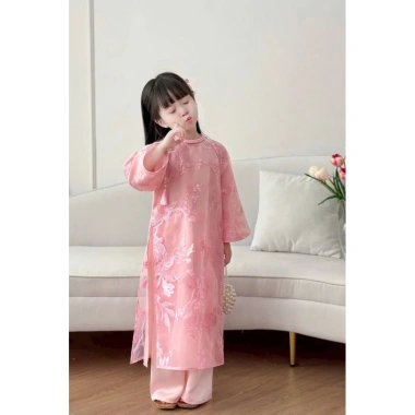 Áo dài cách tân bé gái Tết 2.026, chất mềm, 2 màu vàng đỏ, giá chỉ 320.000₫ 3