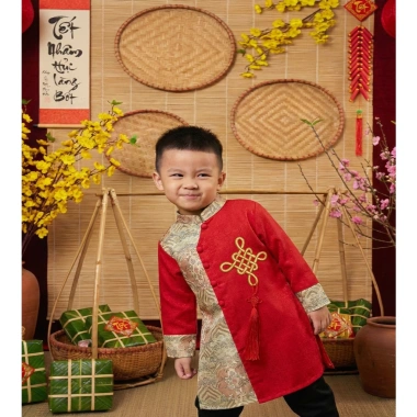 Áo dài cách tân bé trai cao cấp 7-27kg, chất liệu mềm mại, giảm 20% chỉ 199.000₫