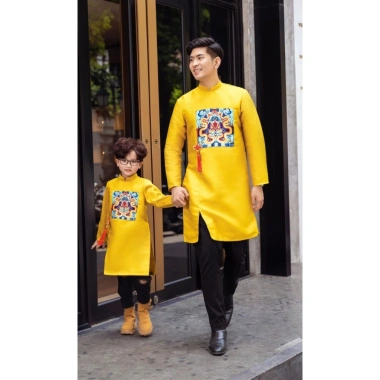 Áo Dài Cách Tân Bé Trai Dáng Rộng Size 14-69kg - Phong Cách Tết Giá 179.000 VND 2