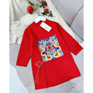 Áo Dài Cách Tân Bé Trai Dáng Rộng Size 14-69kg - Phong Cách Tết Giá 179.000 VND 5