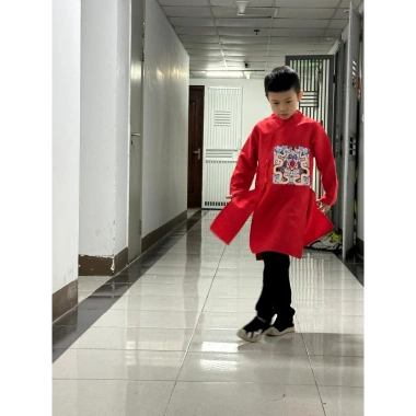 Áo Dài Cách Tân Bé Trai Dáng Rộng Size 14-69kg - Phong Cách Tết Giá 179.000 VND 9