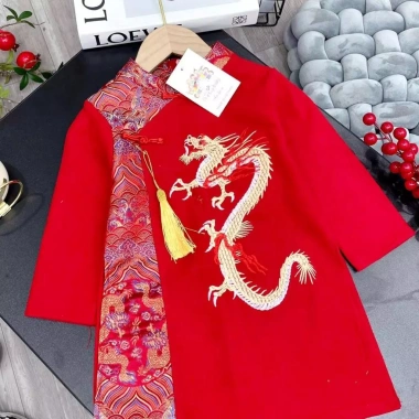 Áo dài cách tân bé trai Tết nhung thêu rồng size 8-42kg - Giá ưu đãi 50.000đ 6