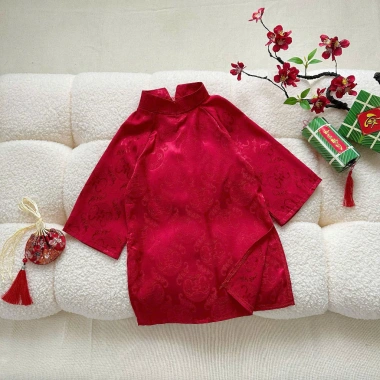 Áo Dài Cách Tân Bé Trai và Gái Tết Thêu Long Phụng Nhung Mềm Mại 10-23kg Giá Ưu Đãi 159k