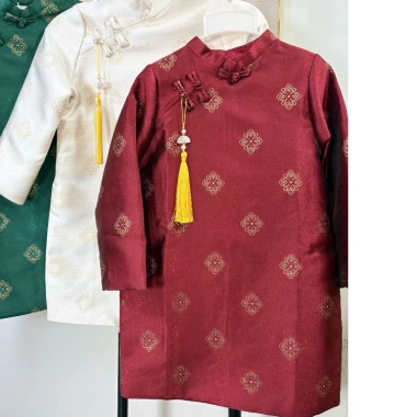 Áo dài cách tân bố & bé KIM THƯ gấm cao cấp 2 lớp, 3 màu sang, tặng charm - Áo Dài Nam Sài Gòn - Giá ưu đãi 318k