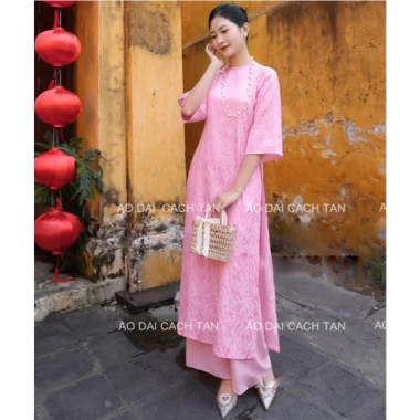 Áo dài cách tân dáng suông nữ cao cấp chất gấm Thượng Hải - Sang trọng cho đám cưới, lễ hội - Giá chỉ 199k