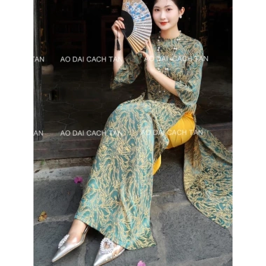 Áo dài cách tân dáng suông nữ cao cấp chất gấm Thượng Hải - Sang trọng cho đám cưới, lễ hội - Giá chỉ 199k