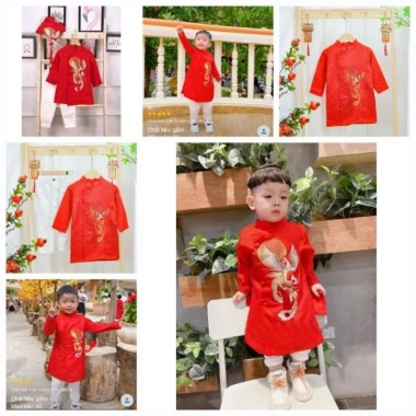 Áo dài cách tân gấm cao cấp thêu bé trai - Thiết kế hiện đại, vải mềm mại, điểm nhấn sang trọng, phù hợp mọi dịp, giá chỉ 59.000₫, ưu đãi giảm giá