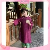 Áo dài cách tân Lam Khuê gấm lụa hoa và bờm cho bé gái, set X261, giá 50.000đ, mặc Tết 2