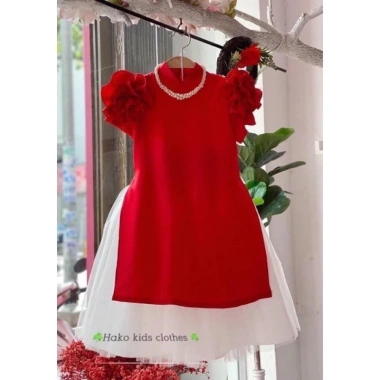 Áo Dài Cách Tân Lễ Tết Hottrend Gắn Bông Hoa Siêu Xinh Giá 180.000 cho Bé