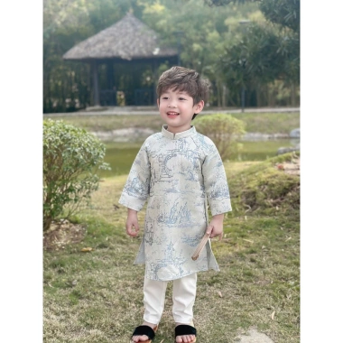 Áo Dài Cách Tân LOCOBEAR cho Bé Trai – Bộ Gấm Quần Sang Trọng, Thích Hợp Mặc Tết 290k 4