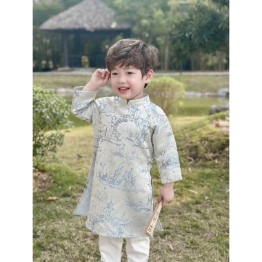 Áo Dài Cách Tân LOCOBEAR cho Bé Trai – Bộ Gấm Quần Sang Trọng, Thích Hợp Mặc Tết 290k 5