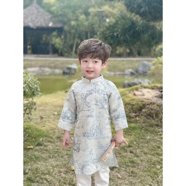 Áo Dài Cách Tân LOCOBEAR cho Bé Trai – Bộ Gấm Quần Sang Trọng, Thích Hợp Mặc Tết 290k 6