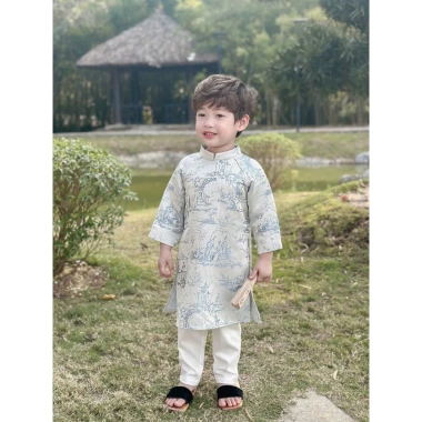 Áo Dài Cách Tân LOCOBEAR cho Bé Trai – Bộ Gấm Quần Sang Trọng, Thích Hợp Mặc Tết 290k 7