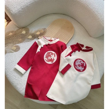 Áo dài cách Tân Long Phụng chất nhung lì cho bé trai 10-30kg - 119.000 VND
