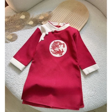 Áo dài cách Tân Long Phụng chất nhung lì cho bé trai 10-30kg - 119.000 VND