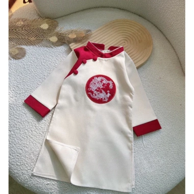 Áo dài cách Tân Long Phụng chất nhung lì cho bé trai 10-30kg - 119.000 VND