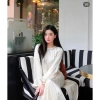 Áo Dài Cách Tân Lụa Gấm Cao Cấp, Mềm Mịn Cổ Tròn Đính Viền Xinh Xắn - Giá 320.000₫ 4