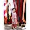 Áo dài cách tân mẹ bé gái hồng vải gấm lụa mềm mịn 2 tà, đường may tinh tế, thoáng mát - Giá ưu đãi 210k AD053 4