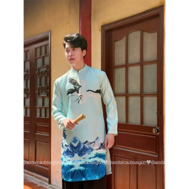 Áo Dài Cách Tân Nam 2.026 Thiết Kế Truyền Thống Du Xuân Tết, Giá 510k | Cậu Ba Sài Gòn